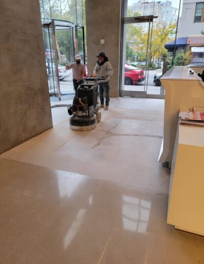 man is under progress of polishing